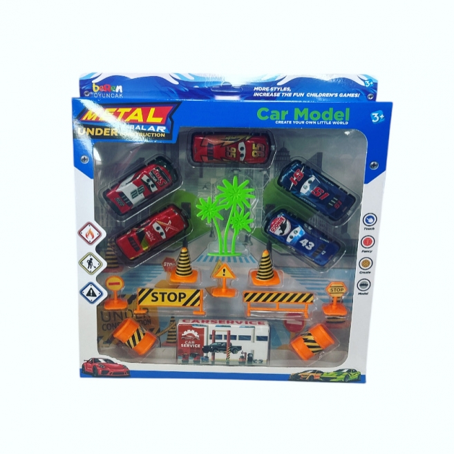 5 Li metal araba trafik seti brn 1090