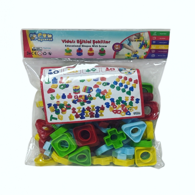 64 parça vidalı eğitici şekiller hcn 1026